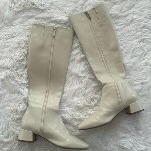 Zara knee high boots in white (37)